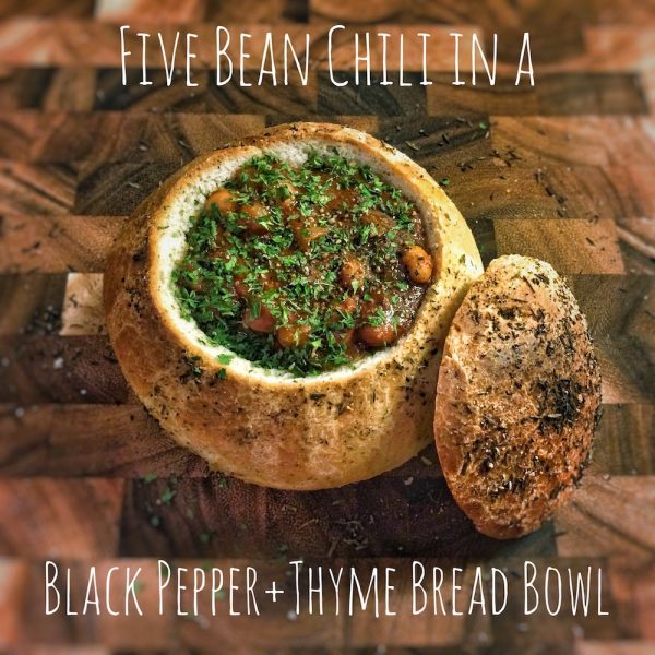 derek mah five bean chili bread bowl